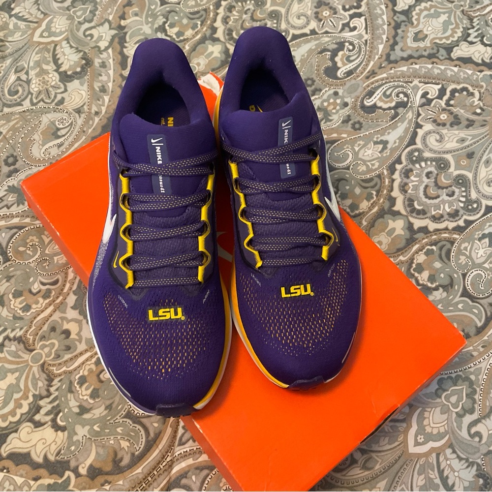 Mint Nike Air Zoom Pegasus 41 LSU Tigers Running Shoes Mens Sz 6.5 Worn 1x - Picture 11 of 14